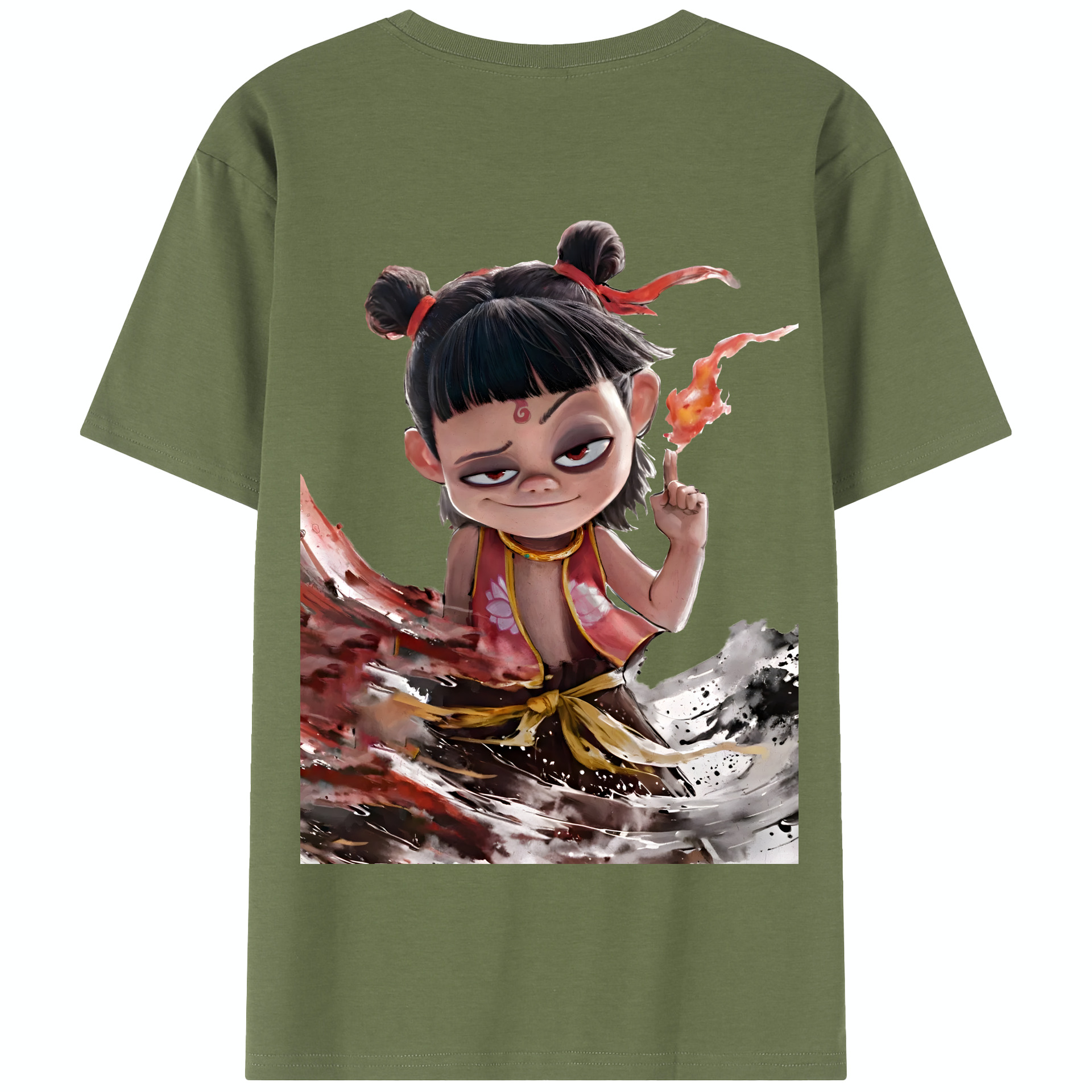 （画像用） Ne Zha 2 ナタ 魔童の大暴れ 綿100％半袖Tシャツ（背面プリント）